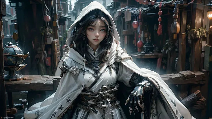 (masterpiece, best quality:1.3),extremely high detailed, wearing cloak, (white cloak:1.4), 8k, HDR, wallpaper, cinematic lighting, (universe), ), glowing, armor, glowing eyes,
<lora:Samuraibot:0.8> <lora:绪å¿-æ°´ä¹¡èæ¯ traditional chinese landscape:0.5> traditional chinese landscape