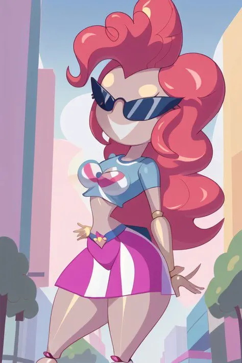 phonescreenrecording, inflatable, mlppinkiepie, shirt, skirt, sunnification, SxDol, wide hips, (no pupils), !?, doll_joints, joints, o_o