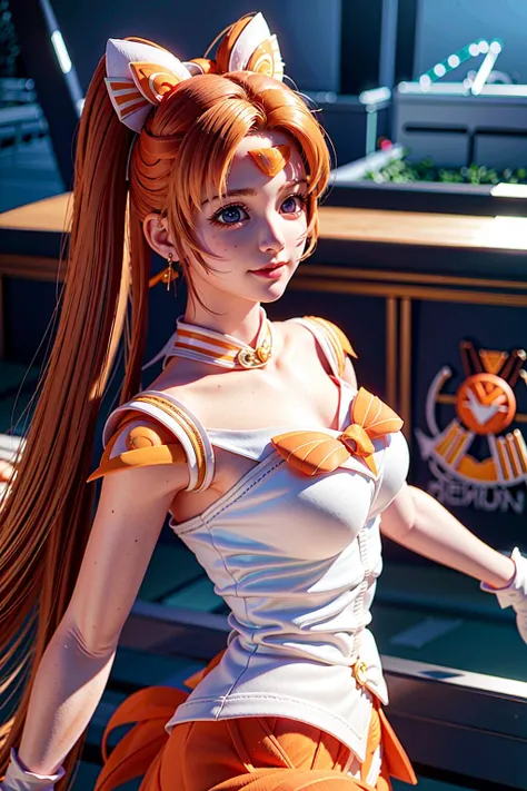 <lora:sailorVenusSailor_v10:1>,  (venus1:1.8), aino minako, sailor senshi uniform, (sailor venus:1.8), ulzzang-6500-v1.1, pureerosface_v1, best quality, masterpiece, illustration, (realistic, photo-realistic:1.37), amazing, finely detail, incredibly absurdres, huge filesize, ultra-detailed, highres, extremely detailed CG unity 8k wallpaper, beautiful detailed girl, extremely detailed eyes and face, beautiful detailed eyes, ray tracing , 1girl, (blonde hair), very long hair, hair bow, red bow tie on top of head, magical girl, blue eyes, blue bow on the chest, orange skirt, elbow gloves, tiara, pleated skirt, orange sailor collar, miniskirt, choker, orange choker, white gloves, jewelry, earrings, sweat, skindentation, detailed fingers, heavy breathing, (blush), torogao, orgasm, embarrassed, drunk, fucked silly, naughty face, ultrawide shot, city skyline, moonlit clouds, starry sky, gleaming skyscrapers, twinkling lights, shimmering reflections, glass facade, panoramic view, neon signs, illuminated rooftop structures,