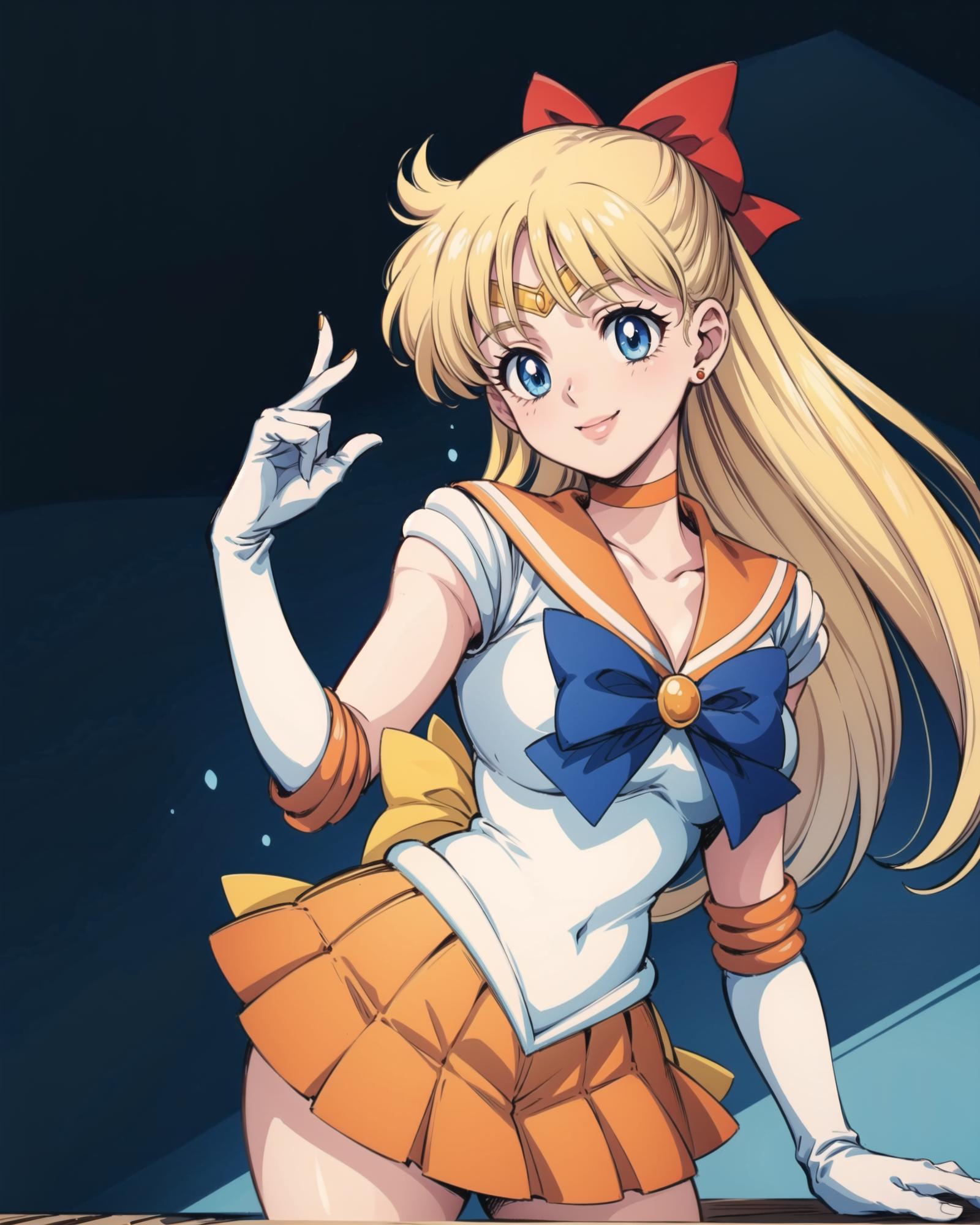 Sailor girl in a short skirt and a bow is posing for a picture - SeaArt AI