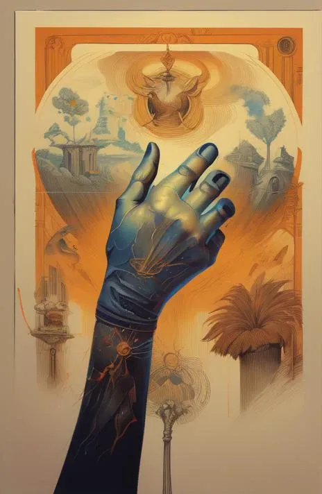 (masterpiece, best quality), intricate details,  <lora:[LoRA] Normal Hand Concept (With dropout & noise version):1>, palm showing, normal hand, weapon, light particles, sword, no humans, simple background, ((front of hand)), (Wonderful Background), 5 fingers