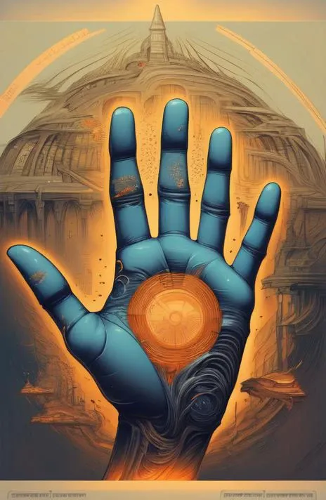 (masterpiece, best quality), intricate details,  <lora:[LoRA] Normal Hand Concept (With dropout & noise version):1>, palm showing, normal hand, weapon, light particles, sword, no humans, simple background, ((front of hand)), Wonderful Background, 5 fingers, oil painting