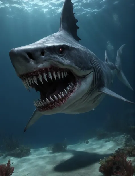 moghxl a demonic shark underwater,animal,128K UHD,sharp focus,masterpiece,awardwinning <lora:moghxl:1>,realistic,raw photo,octanne rennder,full body,epic,official art