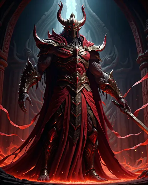 Scrletroxl,god of rot,in a temple,epic,awardwinning, masterpiece,128k uhd,sharp focus,octane render, trending , <lora:scrletroxl-step00000350:1>,red theme,ambient