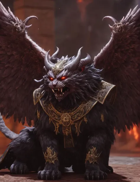 moghxl a demonic cat,animal,128K UHD,sharp focus,masterpiece,awardwinning <lora:moghxl:0.9>,realistic,raw photo,octanne rennder,wings,full body,epic,official art,battle