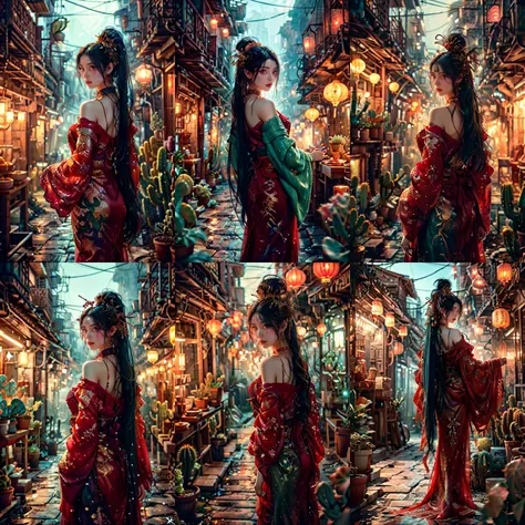 (otherworldly, otherworldly atmosphere, otherworldly appearance), highly insanely detailed, masterpiece, top quality, best quality, highres, 4k, 8k, RAW photo, collar, earrings, jewelry, necklace, armlet, 
(long_hair, long hair, random colors cloth, random colors hair, random long hair, dynamic hair, glowing hair, hair over one eye), 
(eyelashes, eyeliner, eyeshadow, eyelashes), 
pink lipstick, 
natural makeup, 
((ancient egyptian theme:1.2)), golden ornaments, 
1girl, (portrait:0.4), nsfw, 
((desert, Mexico, cacti, underwater)), 
Middle Earth, 
long messy hair, 
1girl, (from below), 
a large fantasy dwarf settlement underground, magical lights, forge and furnace, 
(moss vines), 
1girl, food, fruit, solo, skirt, shop, indoors, jacket, shopping, basket, jewelry, shirt, shelf, 
plaid skirt
<lora:[å··å­æå½±]20240130-1706612866828-0012:0.7>, zhongshi, (fantasy world)