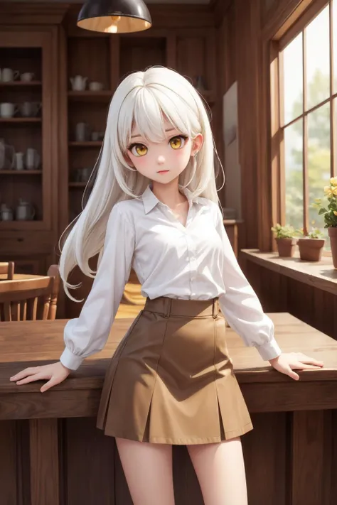 (masterpiece:1.2),best quality,extremely detailed,
BREAK
cute girl,(petite:1.3),solo,shiny skin,small breasts,very long hair,
detailed eyes,perfect anatomy,
cute eyes,(yellow eyes:1.3),(white hair:1.4),
BREAK
white shirt,brown skirt,
BREAK
cafe,shop,flower,
BREAK
character focus,looking at viewer,
BREAK
<lyco:Add More Details:0.4>