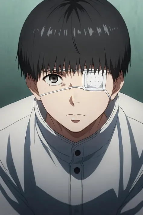 score_9, score_8_up, score_7_up, source_anime, rating_safe, , (realistic:0.6), looking at viewer, upper body, depth of field, 1boy, solo, male focus, <lora:ken_kaneki_pony:0.92>, ken_kaneki, black hair, black eyes, short hair, bangs, eyepatch, , , Leaning forward with curiosity, <lora:sdxl_lightning_8step_lora:1>