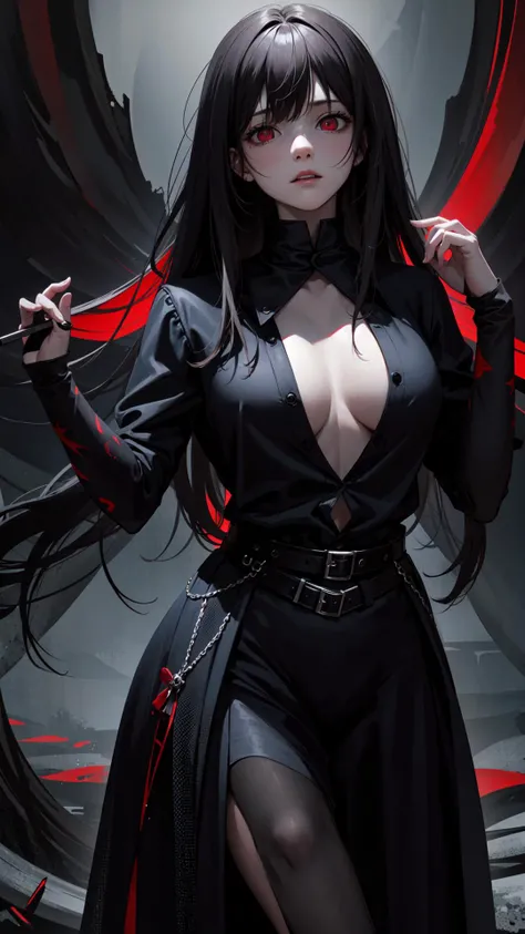 ((best quality)), ((masterpiece)),dark scenery, detailed background, horror, scary, fear, ghost, red glowing eyes in the background
