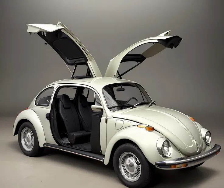 Back to the Future ,<lora:quiron_beetleVW_V1_Lora:0.97> (beetleVWQuiron car),  a car,  . Sci-fi, time travel, DeLorean, highly detailed