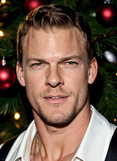 RAW photo of alanritchson-ti, natural lighting, 8k uhd, dslr, high quality, film grain, Fujifilm XT3, <lora:add_detail:0.7>, by Jimmy Nelson christmas theme
