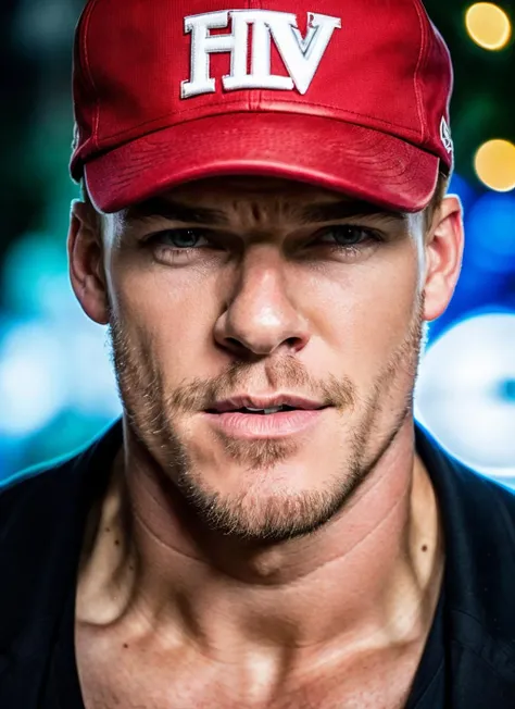RAW photo of alanritchson-ti, natural lighting, 8k uhd, dslr, high quality, film grain, Fujifilm XT3, <lora:add_detail:0.7>, by Tim Walker christmas theme
