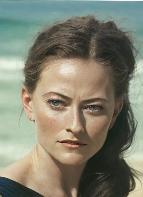 photo of beautiful sks woman, hyper realistic photograph, detailed face,film grain, Kodak portra 800, f1.8, intricate, at the beach, <lora:locon_larapulver_v1_from_v1_64_32:1.3>