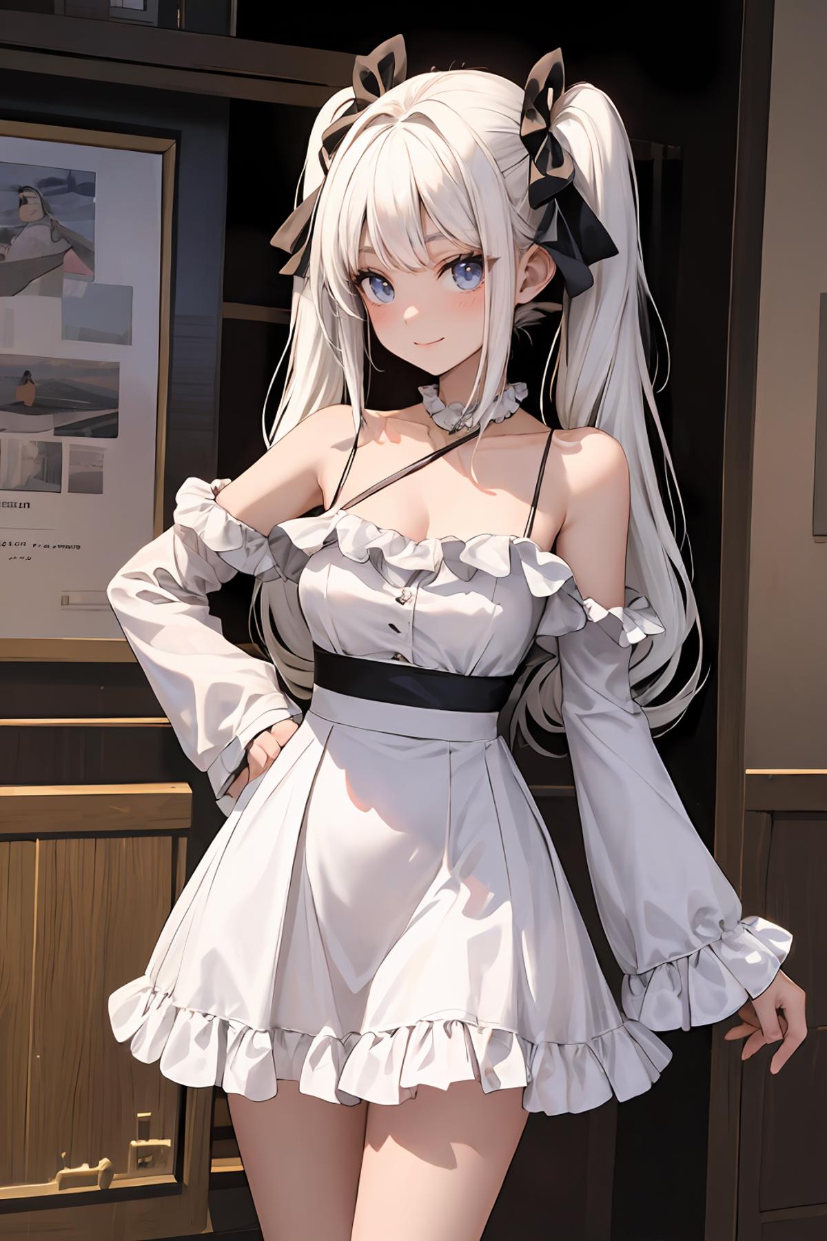 Arafed image of a woman in a dress and a bow - SeaArt AI