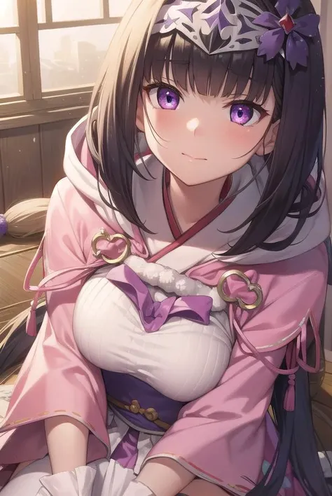 osakabehime, <lyco:osakabehime-lyco-nochekaiser:1>,
osakabehime, black hair, gradient hair, long hair, low twintails, multicolored hair, (purple eyes:1.1), twintails,
BREAK cape, detached sleeves, hood, hood up, hooded cape, obi, yes, pink skirt, sandals, sash, skirt, tabi, white legwear, pink hood, pink cape,
BREAK looking at viewer,
BREAK indoors,
BREAK <lyco:GoodHands-beta2:1>, (masterpiece:1.2), best quality, high resolution, unity 8k wallpaper, (illustration:0.8), (beautiful detailed eyes:1.6), extremely detailed face, perfect lighting, extremely detailed CG, (perfect hands, perfect anatomy),