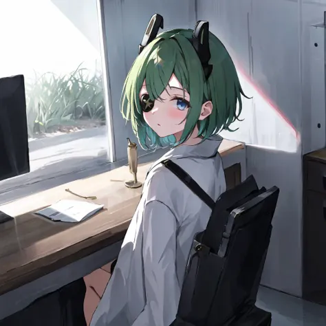 sekisiro miko,solo,1girl,<lora:sekisiro miko:0.8>,eyepatch,odd eye