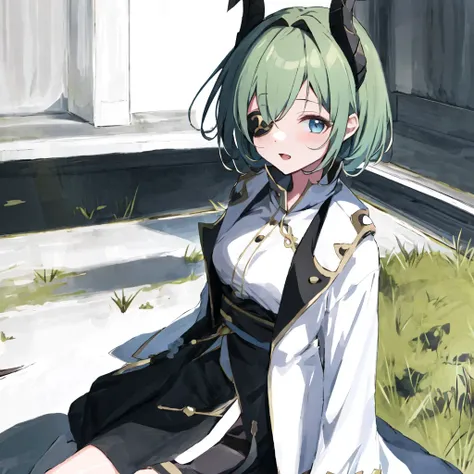 sekisiro miko,solo,1girl,<lora:sekisiro miko:1.0>,eyepatch,odd eye
