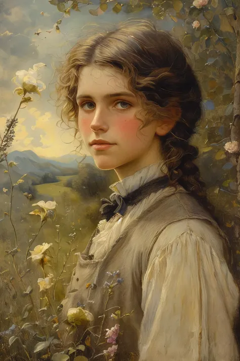 masterpiece,best quality,<lora:tbh136-:0.8>,portrait of man,illustration,style of Helen Allingham,