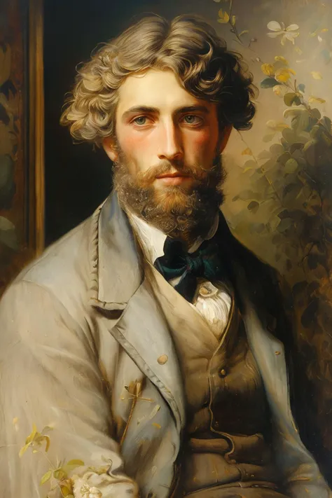 masterpiece,best quality,<lora:tbh136-:0.8>,portrait of  man,illustration,style of Helen Allingham,