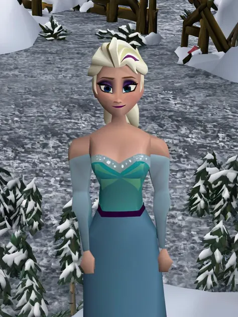 1 female , Elsa from Frozen,  in a snowy landscape,  pov,   <lora:osrs character lora v0.2:0.85>