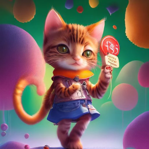 ((masterpiece:1.3,concept art,best quality)),very cute appealing anthropomorphic (kitten:1.3), looking at the fruit, big grin, happy, fruit, droplets, macro, fog, cartoon art, (holding a sign that says "404 error":1.1), dynamic composition, dramatic lighting, epic realistic, award winning illustration