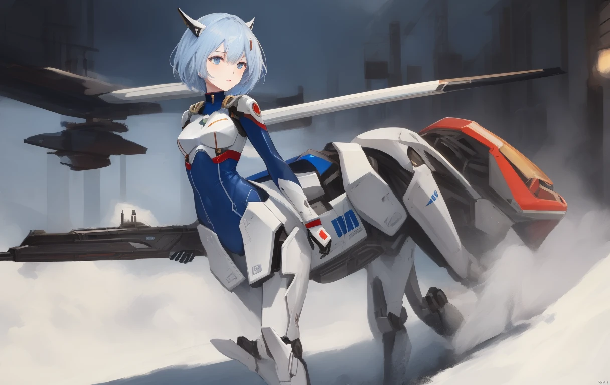 best quality,highly detailed,masterpiece,ultra-detailed,solo,1girl,(Delicate eyes),1girl, plugsuit, ayanami_rei, bodysuit, white_bodysuit, red_eyes, solo, city background, pilot_suit, (short hair:1.4), blue_hair, bangs, interface_headset, turtleneck, hair_between_eyes, skinny, parted_lips, looking_at_viewer, small_breasts,(wariza), plugsuit, ayanami_rei, bodysuit, white_bodysuit, red_eyes, interface_headset, turtleneck, hair_between_eyes,pilot_suit, building, small head, (blue hair), masterpiece, best quality, a portray of a woman ,centaur,extemely detailed,sci-fi,(mecha musume:1.2)<lora:CentaurConcept_v1:1>