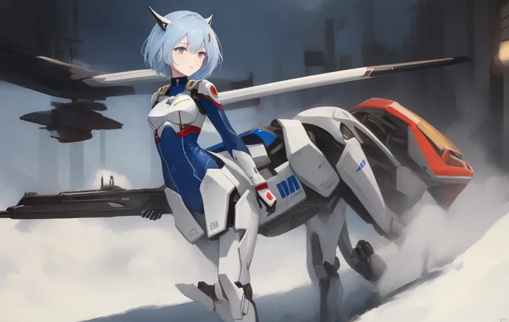 best quality,highly detailed,masterpiece,ultra-detailed,solo,1girl,(Delicate eyes),1girl, plugsuit, ayanami_rei, bodysuit, white_bodysuit, red_eyes, solo, city background, pilot_suit, (short hair:1.4), blue_hair, bangs, interface_headset, turtleneck, hair_between_eyes, skinny, parted_lips, looking_at_viewer, small_breasts,(wariza), plugsuit, ayanami_rei, bodysuit, white_bodysuit, red_eyes, interface_headset, turtleneck, hair_between_eyes,pilot_suit, building, small head, (blue hair), masterpiece, best quality, a portray of a woman ,centaur,extemely detailed,sci-fi,(mecha musume:1.2)<lora:CentaurConcept_v1:1>