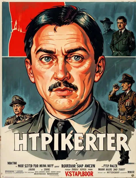 Hitler, <lora:RetroMoviePoster-000006:.7>, face, retro poster,