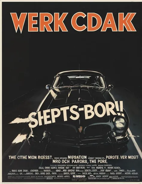 a car in the dark, no people, <lora:RetroMoviePoster-000006:.7>, retro poster,