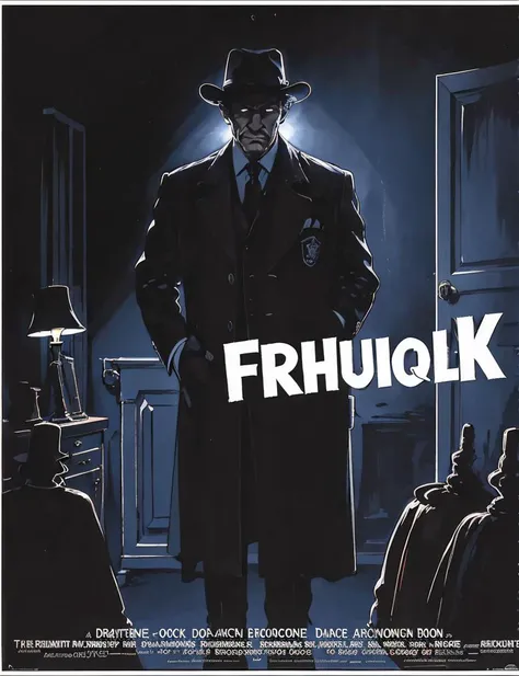 french , dark room, one door with light, a silhouette of a man with a hat, <lora:RetroMoviePoster-000006:.7>, retro movieer,