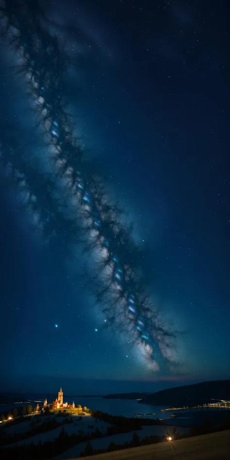 Starry Night Sky with multiple colors throughout the view, 8k, detailed