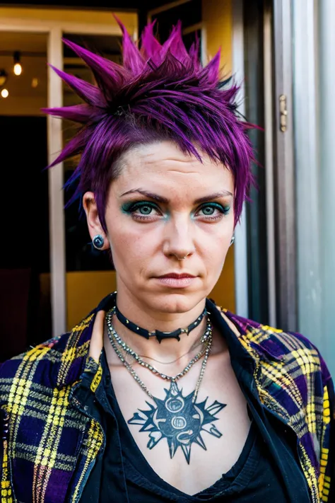 <lora:punk:0.8>a punk woman, Cape Town, (high key lighting:0.5)
