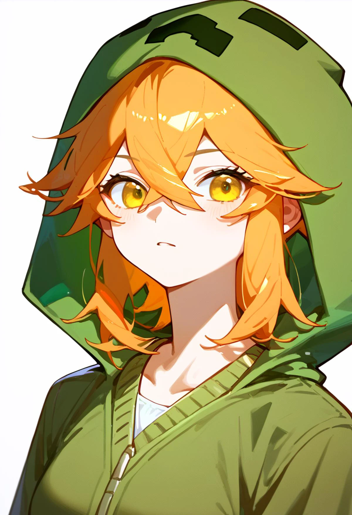 (score_9,score_8_up,score_7_up),best quality, masterpiece,source anime, <lora:naipf:1>,
1 girl, <lora:mobtalker_creeper_ponyXL:1> mtcupa,orange hair, yellow eyes, green hoodie, hood, long sleeves, brown gloves, green thighhighs,