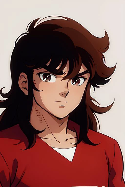 masterpiece, best quality, highres,
<lyco:ShingoArakiStyle_lycoris_smf_01-000001:1>, shingoaraki-style-smf, 1boy, retro artstyle, brown hair, red shirt, brown eyes, close-up