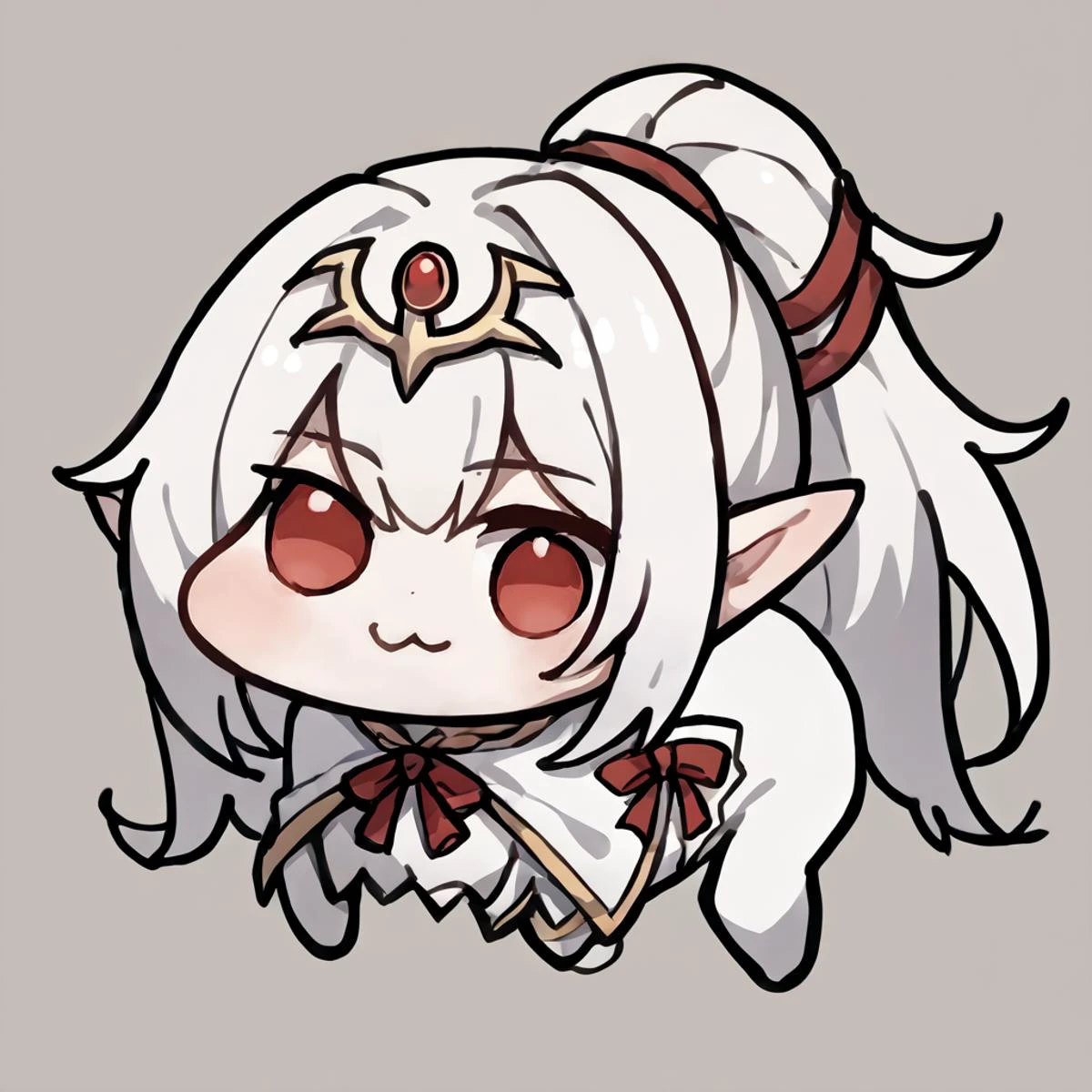 score_9, score_8_up, score_7_up, source_anime, mltikrnd, circlet, white hair, red eyes, hair ribbon, long hair, pointy ears, ponytail, doro, creature, chibi, :3
no humans, solid circle eyes, no pupils, white skin, <lora:tiki-adult-take3-pdxl:1>, <lora:Doro_X_PDXL_V1:1>