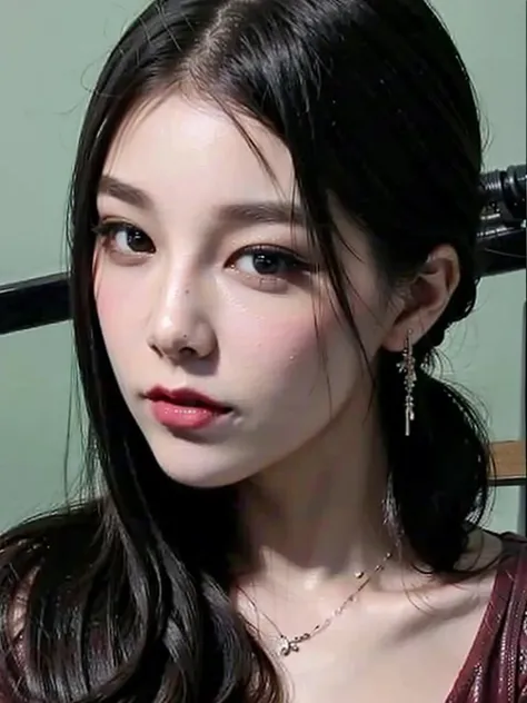 1girl, solo, dress, black hair, ponytail, red dress, smile, earrings, simple background, jewelry, looking at viewer, black eyes, makeup, ulzzang-6500v1.1, (original: 1.2), (realistic: 1.3) , beautiful girl with beautiful details, extremely detailed eyes and face, eyes with beautiful details, absurd, incredibly absurd, huge file size, ultra detail, high resolution, ultra detailed, best quality, masterpiece, illustration, ultra detailed and beautiful, ultra detailed, CG, unity, 8k wallpaper, amazing, fine Detail, masterpiece, top quality, official art, extremely detailed CG unity 8k wallpaper, cinematic lighting, (perfect shiny skin:0.6), slim and smooth lines, (floating), <lora:benxi:0.8>