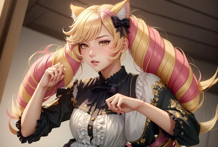 1girl, in full growth, best quality, masterpiece, good quality, punching viewer,incoming punch,bare fist, <lora:ÐоÑка-девоÑка из Ñок ÑоÑ(Himeko, very long hair, red eyes, hair bow, twin_drills, twintails, long hair,cat ears, yellow cat ears,):0.7>, Himeko, very long hair, red eyes, hair bow, twin_drills, twintails, long hair,cat ears, yellow cat ears, (((masterpiece))), (((best quality))), (((illustration))), (((finely detail))), ((extremely detailed cg unity 8k wallpaper, highres)), (beautiful detailed face and eyes and hair:1.1), (an extremely delicate and beautiful girl:1.2), ultra-detailed, ultra high res, high quality, 4K, extreamly delicate and beautiful, full_body, standing, in full growth, hourglass waist