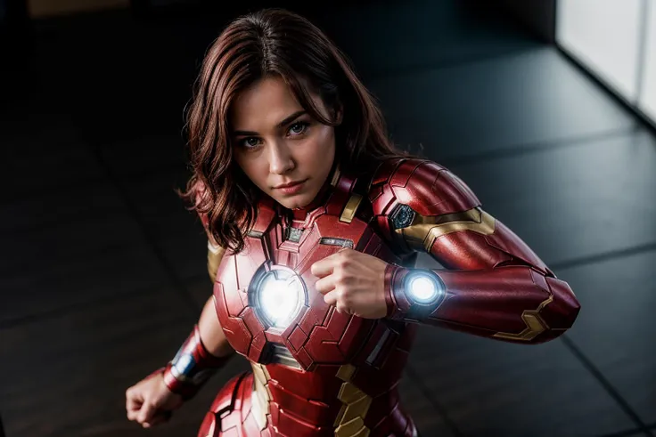 Marvel movies,full body,from above,photo of a 18 yer old girl,ironman,punching viewer with bare fist,incoming punch,happy,ray tracing,detail shadow,shot on Fujifilm X-T4,85mm f1.2,sharp focus,depth of field,blurry background,bokeh,lens flare,motion blur,<lora:add_detail:1>,