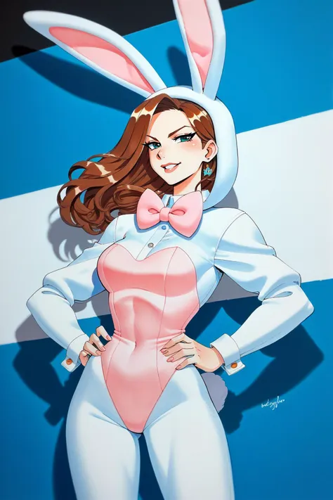 a woman in bunny suit with a bow tie and bunny ears