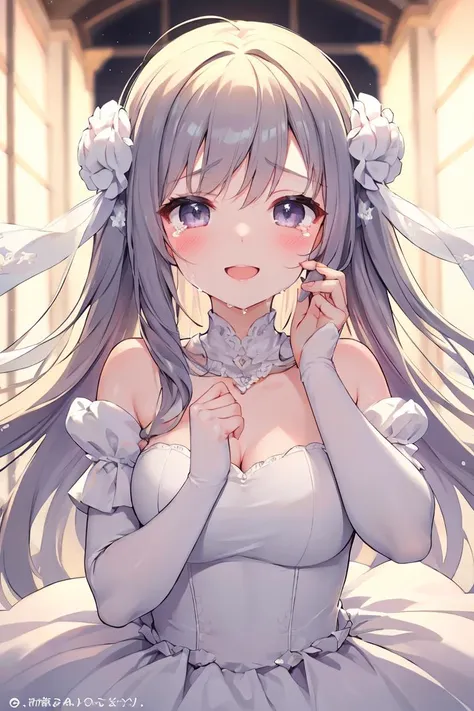 (masterpiece, best quality),1girl, beautiful face,   <lora:Concept_HappyTears:1> happy tears,  wedding dress,