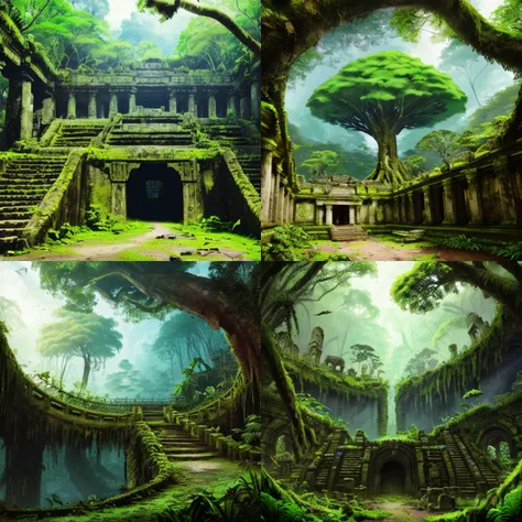 Find yourself lost in the lush, green wilderness of a tropical rainforest, where towering trees, exotic foliage, and an abundance of wildlife await. The tranquility and serenity of the forest are only interrupted by the sounds of the wildlife and the rustling of the leaves. Deep in the heart of the dense forest lies the ancient ruins of a lost city, with crumbling temples, forgotten treasures, and a history shrouded in mystery. The jungle has slowly reclaimed the city, and the ruins are now overgrown with vines and moss. What secrets lie hidden within the crumbling walls of this forgotten city, and what kind of ecosystem exists in this dense forest?, Tranquility, Serenity, Biodiversity, Wildlife, Foliage, Canopy, Undergrowth, Ecosystem, Flora, Fauna, ancient civilization, lost city, Mosquitia, Ciudad Blanca, timber, soil erosion, dense-forest, ancient-ruin-3200