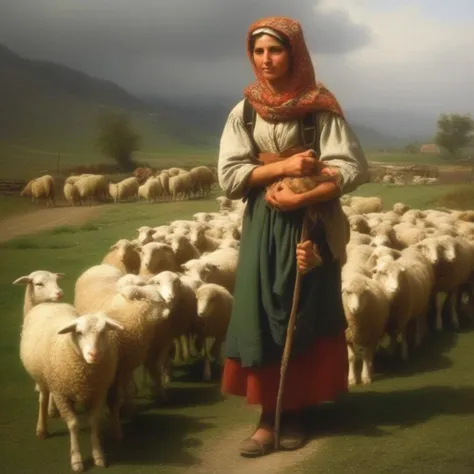 shepherdess out of her village