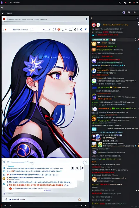 Highly detailed, High Quality, Masterpiece, beautiful, TwitchChat, <lora:TwitchChat:1>, 1girl, solo, cowboy shot, Raiden_Shogun_\(genshin impact\), Raiden_Shogun:1.2, blue hair, long hair, <lora:Char_GenshinImpact_RaidenShogun:0.8>