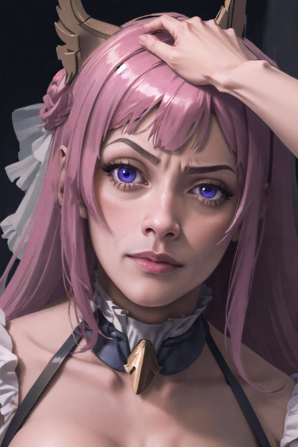 (highly detailed:1.3),
<lora:dorothy-nikke-richy-v1:1>,dorothy \(nikke\),
Ultra-detail,(highres:1.1),best quality,(masterpiece:1.3),cinematic lighting,
(highly detailed face and eyes:1.3), <lora:HeadpatPOV:1> HeadpatPOV, pov, headpat, <lora:RocksEyebrowRaise:1> RocksEyebrowRaise, raised eyebrow, thick eyebrows,