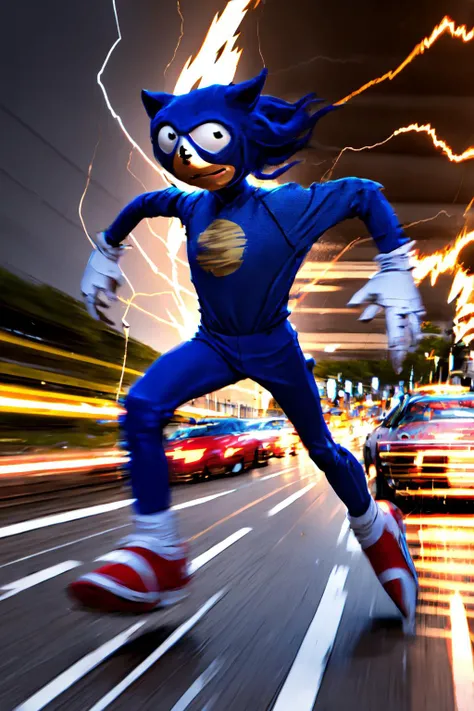 High Quality, Masterpiece, 1girl, solo, super_speed, running, lighting, light trails, (motion blur), <lora:Pos_SuperSpeedRunning:1>, Sanic, <lora:Char_Sonic_Sonic:0.8>