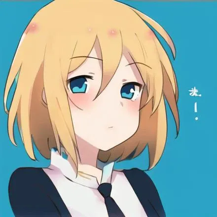 Hasso, 1girl, blond hair, blue eyes, blush, outlined, full body,