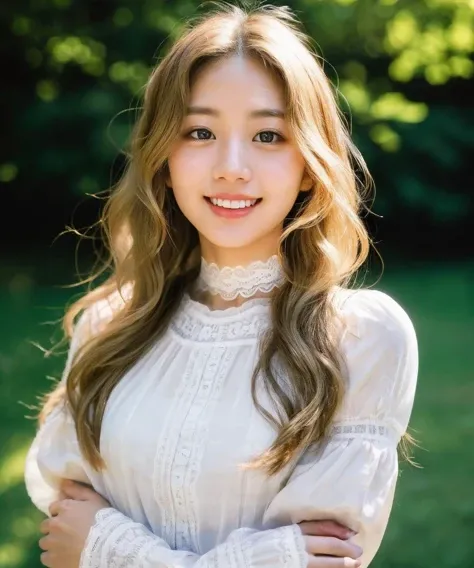 waist shot, 18 years old Taiwamese girl, tiny breasts, big bright blue eyes BREAK blond wavy hair BREAK white lace choker ,half opened blouse, long sleeve , beautiful face, long eyelashes, (smiling), outdoor, detailed face, detailed skin texture, oily skin, tattoo, fashion , Taiwamese vogue,, realistic, detailed, 8k, 4k, hyperdetailed, hyperrealistic, ultra-detailed, best quality, High detail, perfect anatomy, high resolution, detailed shadows, intricate shadows, ray tracing,, (RAW photo, best quality, masterpiece:1.2), professional photograph,photography,, <lora:add_detail:0.5>,