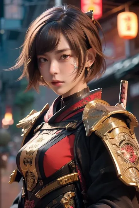 (masterpiece, best quality:1.3),extremely high detailed, intricate, 8k, HDR, 1woman, portrait, a beautiful girl wearing samurai helmet, short hair, looking at viewer, japan castle in front of full moon center in frame,   Photorealistic, Hyperrealistic, Hyperdetailed, analog style, hip cocked, demure, low cut, detailed skin, matte skin, soft lighting, subsurface scattering, realistic, heavy shadow, masterpiece, best quality, ultra realistic, 8k, golden ratio, Intricate, High Detail, film photography, soft focus, blurry background,