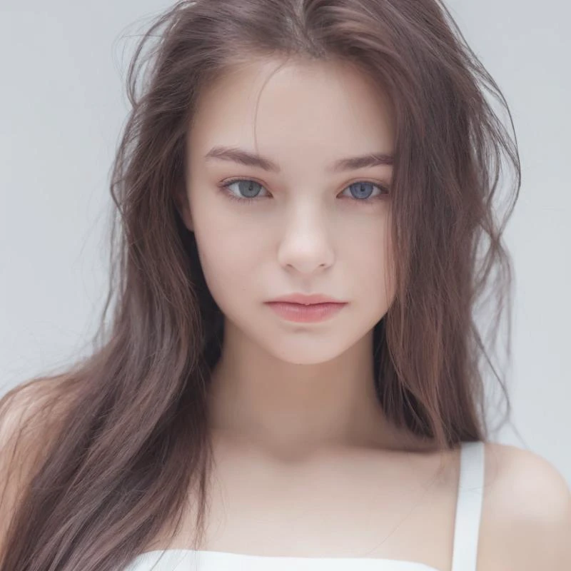 Portrait,A Woman,look at viewer,long hair,tank top,white background