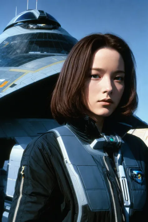 1 woman, beautiful, sharp, detailed face, realistic
, black jacket, , sun, upper body, space ship
future, sci-fi, colorful Ralph McQuarrie
(masterpiece, best quality:1.3), <lora:add_detail:1>